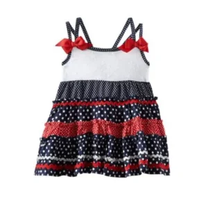 YOUNGLAND Infant & Toddler Girls Patriotic Ruffled Dress Polka Dot Sun dress 18m