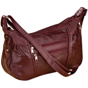 Burgundy Patch Leather Handbag
