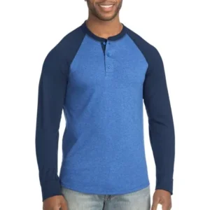 Hanes Men's FreshIQ X-Temp Colorblock Long-Sleeve Raglan Henley Tee