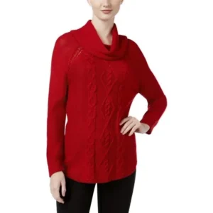 John Paul Richard Womens Cowl-Neck Cable-Knit Pullover Sweater