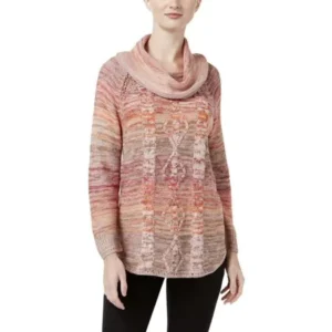 John Paul Richard Womens Cable Knit Marled Shawl-Collar Sweater