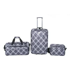 3-Piece Plaid Luggage Set