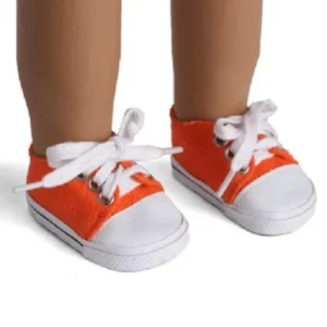 "AGD Palace Â® for 18"" American Girl Doll Clothes Orange Sports Casual Red Tie-up Shoes Boots"