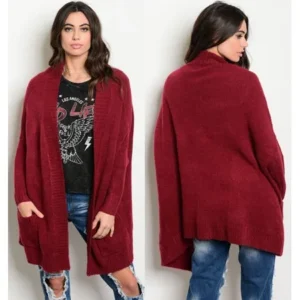 JED FASHION Women's Oversized Cotton & Acrylic Thick Knit Cardigan Sweater