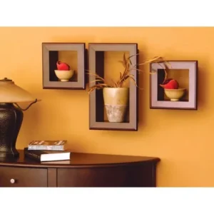 Kiera Grace Espresso Wall Mounted Framed Cubbie Shelves, Set of 3