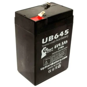 Replacement UpStart UB645 Battery for Canon EOS 10D, Silent Knight 5207, Omnibot 2000, Streamlight Vulcan, Lithonia ELB06042 Universal Sealed Lead Acid Battery (6V, 4.5Ah, F1 Terminal, AGM, SLA)