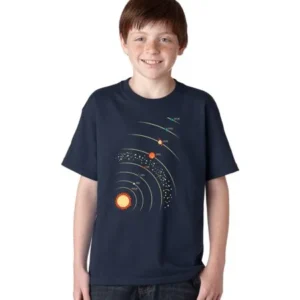 Youth Planets With Sun T Shirt Cool Solar System Outerspace Tee For Kids