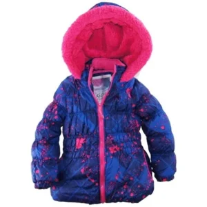 Big Chill Little Girls' Colorful Warm Paint Splatter Puffer Winter Jacket Coat