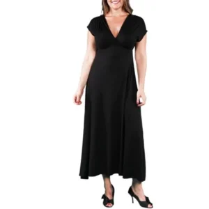 24/7 Comfort Apparel Women's Plus Faux Wrap Maxi Dress