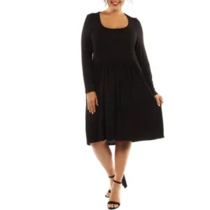24/7 Comfort Apparel Women's Plus Midi Must Have Dress for Fall