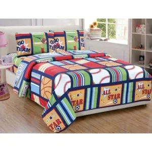 Fancy Linen 3pc Boys All Star Sheet Set Sport Green Blue Twin Size NEW