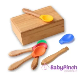 Baby Pinch Boutique Fine Bamboo Spoon Gift Set in Keepsake Box (Rainbow Set of 5)