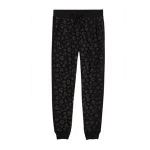 Justice Girls Animal Print Jogger Athletic Sweatpants, black, 5