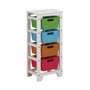 1PerfectChoice Darvin White Storage Rack Organizer Shelf Kids Toy Stuff Multi-Color 4 Baskets