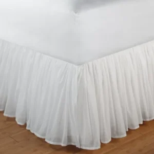 Greenland Home Fashions Cotton Voile Bed Skirt - 18 in. Ruffle - White