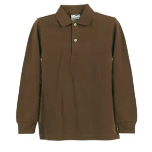 Boys Girls Brown Long Sleeve School Uniform Polo Shirt 8-16