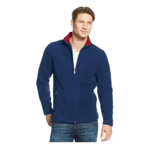 Club Room Mens Fz Mock Neck Fleece Jacket