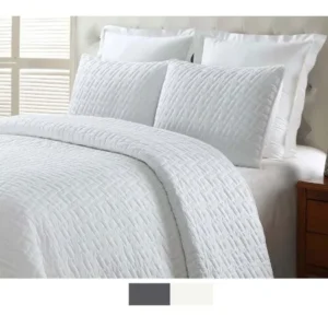 NC Home Fashions Super Soft Microfiber quilt set with brick quilted style, Twin, White