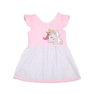 StylesILove Cute Toddler Baby Girl Unicorn Polka Dots Ruffle Sleeve Dress (90/6-9 Months)