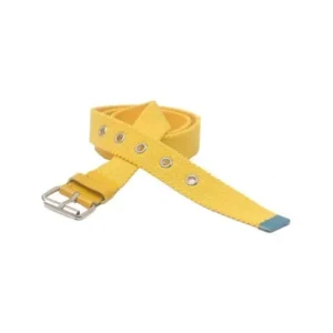 Girls Yellow Canvas Webbed Grommet Single Prong Buckle Belt S-L (22"-33")