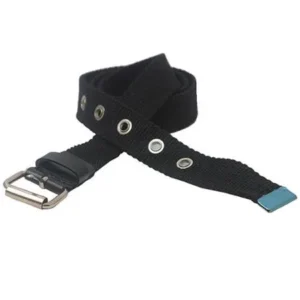 Girls Black Canvas Webbed Grommet Single Prong Buckle Belt S-L (22"-33")