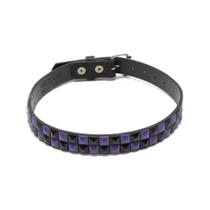 Girls Purple Black Pyramid Studded Rows Classic Belt S-XL 20.5-35 in