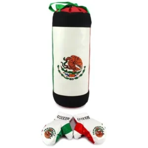 VT Mexican Mexico Flag Boxing Children's Kid's Pretend Play Toy Boxing Playset w/ Stuffed Punching Bag, Pair of Soft Padded Boxing Gloves, Perfect for All Kids