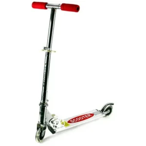 VT Roller AL Children's Two Wheeled Metal Toy Kick Scooter w/ Integrated Scooter Stand, Light Up Wheels (Red)