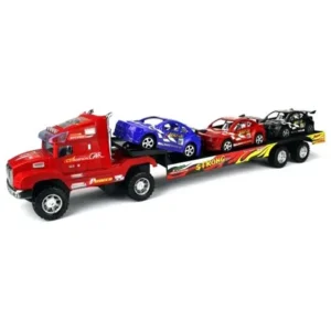 Deluxe Champion Big Children's Kid's Friction Toy Truck Ready To Run w/ 3 Toy Cars, No Batteries Required (Colors May Vary)