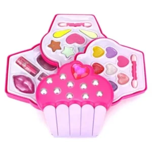 My Beauty World Polka Dot Cupcake Case Pretend Play Toy Make Up Case Kit, Safe, Non-Toxic, Washable, Formulated for Children