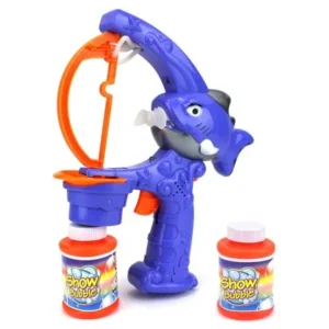 Cool Cartoon Shark Fish Battery Operated Toy Bubble Blowing Gun w/ 2 Bottles of Bubble Liquid