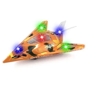 Air Force Stealth Fighter Battery Operated Kid's Bump and Go Toy Plane w/ Cool Flashing Lights, Sounds (Colors May Vary)