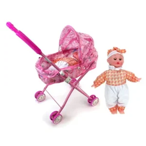 My Cute Precious Sleepy Newborn Baby Toy Doll w/ Folding Stroller