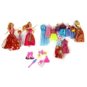 Princess Happy Time Fashion Kid's Toy Doll Playset w/ 3 Dolls, 10 Different Outfits, & Accessories