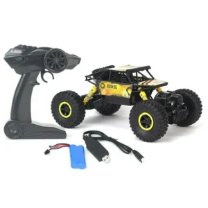 Rock Crawler Remote Control Toy Yellow Rally Buggy RC Car 2.4 GHz 1:18 Scale Size w/ Working Suspension, Spring Shock Absorbers