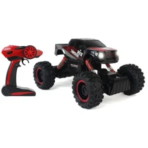 Cross-Country Racing Rock Crawler 4WD Toy Black Rally Truck RC Car 2.4 GHz 1:14 Scale Size w/ Working Suspension, Spring Shock Absorbers