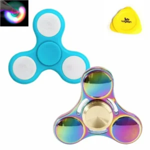 Wydan Fidget Spinner (2 Pack) - Hand Toy Stress Anxiety Reducer - EDC Desk Focus ADHD - Set of 2 Rainbow UFO & Light Blue LED - Please Purchase From WYDAN for Correct Spinners