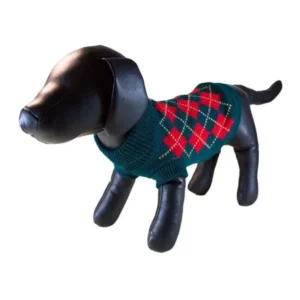 Petcessory DS1202L2M Green Argyle Turtleneck Dog Sweater - Medium