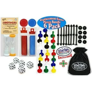 Universal Game Pieces Replacement Set with Exclusive "Matty's Toy Stop" Cinch Storage Bag - 6 Pack