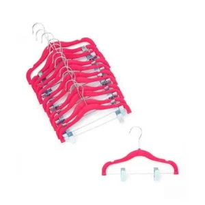 12 PACK baby hangers with clips PINK baby Clothes Hangers Ultra Thin No Slip kids hangers