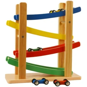 Wooden Car Ramps Race - 4 Level Toy Car Ramp Race Track Includes 4 Wooden Toy Cars - My First Baby Toys - Race Car Ramp Toy Set Is A Great Gift For Boys and Girls - Original - By Play22