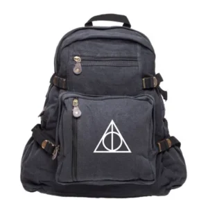 Harry Potter Deathly Hallows Symbol Military Backpack Durable School Book Bag