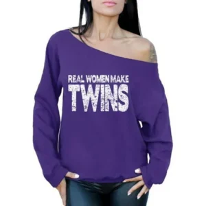 Awkward Styles Women's Real Women Make Twins Graphic Off Shoulder Tops Oversized Sweatshirt Mother`s Hilarious