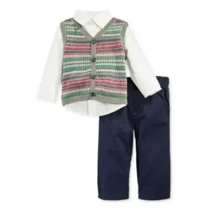 First Impressions Infant Boy 3 PC Dress Up Outfit Pants Sweater Vest Shirt