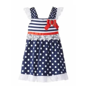 Little Lass Infant Toddler Girls Patriotic Ruffled Dress Polka Dot Sun Dress