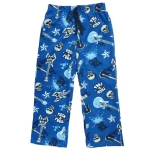 Jelli Fish Kids Boys Blue Rock & Roll Fleece Sleep Pants Pajama Bottoms XS