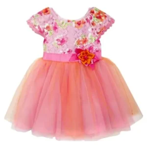 Rare Editions Baby Girls Fuchsia Lace Tulle Party Dress 24 months