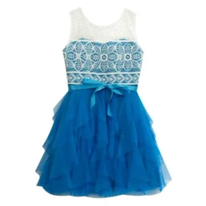 Tween Diva Girls Turquoise Cascade Dress Size 10 10