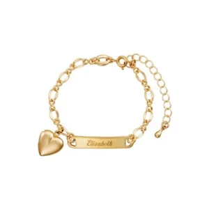 Personalized Gold-Tone Girls' Heart Charm Name Bracelet