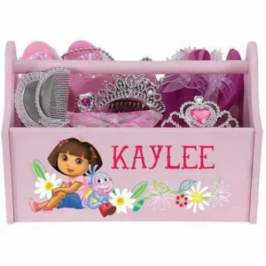 Personalized Dora the Explorer Flowers Pink Toy Caddy